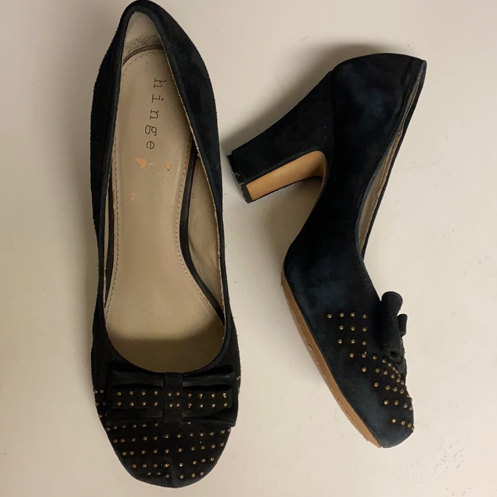 HINGE Suede Studded Slip On Heeled Shoes Size 9.5M